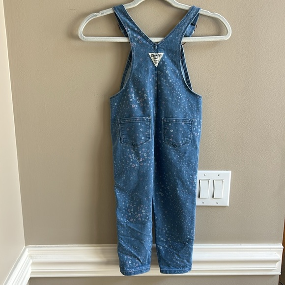 Osh Kosh Toddler Girls Daisy Print Classic Denim Overalls Size 4T - Picture 6 of 9